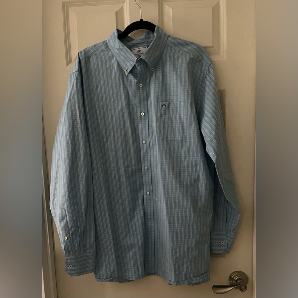SOUTHERN TIDE Men's Classic Fit Plaid Long Sleeve Button Front Shirt Blue XL
